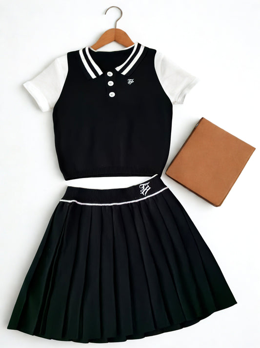 Black Tennis Skirt Set